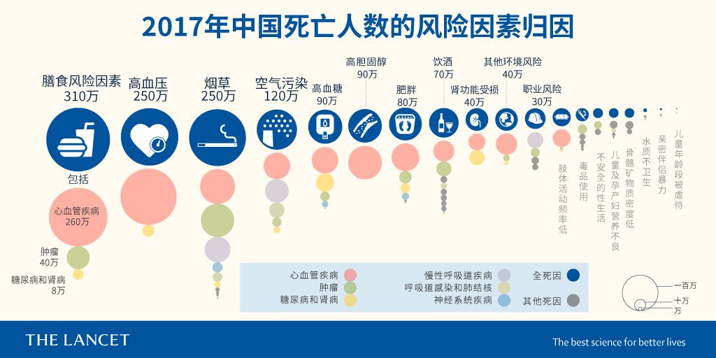 2017 年中国死亡人数的风险因素归因