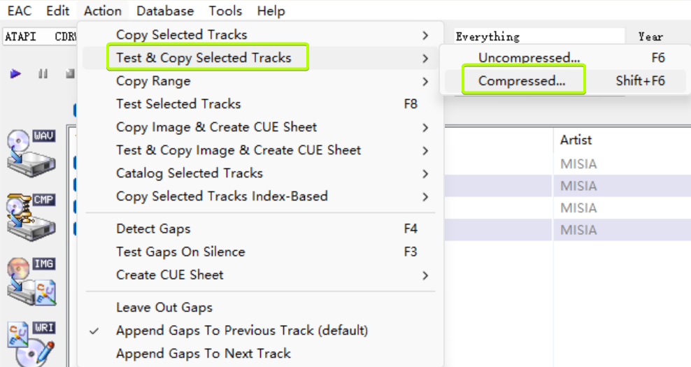 Test & Copy Selected Tracks, Compressed